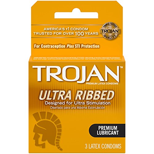 Trojan Stimulations Ultra Ribbed Lubricated Condom, 3 Count