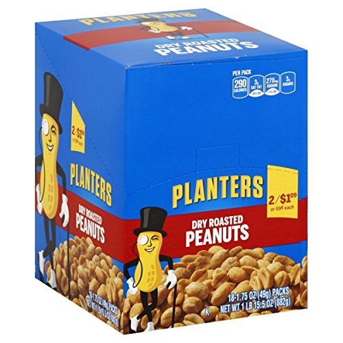 Planters Tube Dry Roast Peanuts 1.75 oz. (Pack of 18)