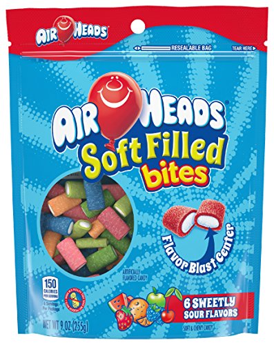 Airheads Candy, Soft Filled Bites, Assorted Fruit Flavors, Stand Up Bag, Party, Pantry, 9 oz Bag