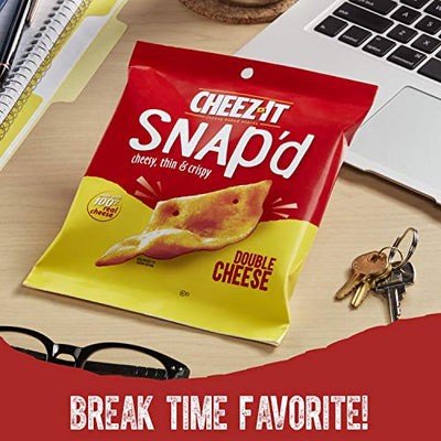 Cheez-It Snap'd, Cheesy Baked Snacks, Double Cheese, 2.2 oz Pouch (Pack of 6)