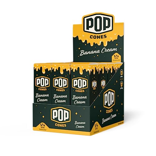 Pop Cones Pre Rolled Cones with a Flavor Burst Pop - Pop Inside A Tip Natural Unbleached & Ultra Thin Paper Available in King Size & 1 1/4 Paper