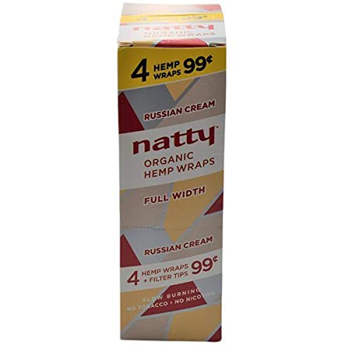 Natty Full Width Hemp Wraps 15 Packs Per Box 4 Wraps Per Pack (Russian Cream)
