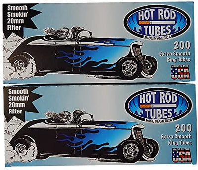 Hot Rod Tube Cigarette Tubes 20mm Filter 200 Count Per Box Extra Smooth King Size