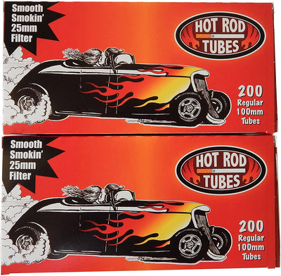 Hot Rod Tube Cigarette Tubes 20mm Filter 200 Count Per Box Regular 100mm