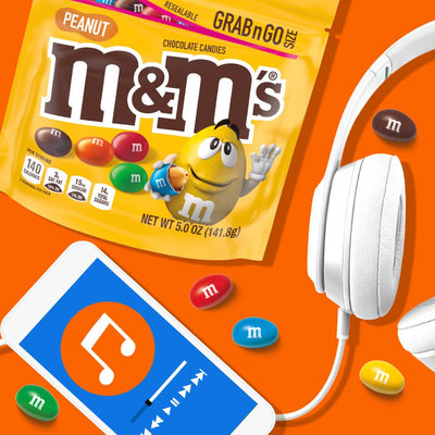 M&M'S Peanut Milk Chocolate Candy, Grab N Go, 5 oz Bag (Pack of 12)