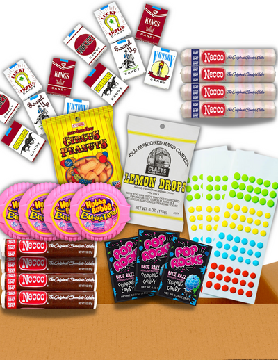 Pop Rocks Hubba Bubba Necco Circus Peanuts Claey's Candy Cigs Nostalgia Candy Bundle Variety Pack (32 Pieces)