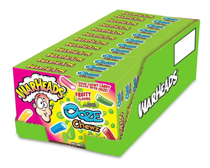 Warheads Ooze Chewz, Sour Chewy Candy with Ooze Filling, 3.5 oz Box - Intense Sour Flavor, Fun Filled Snack