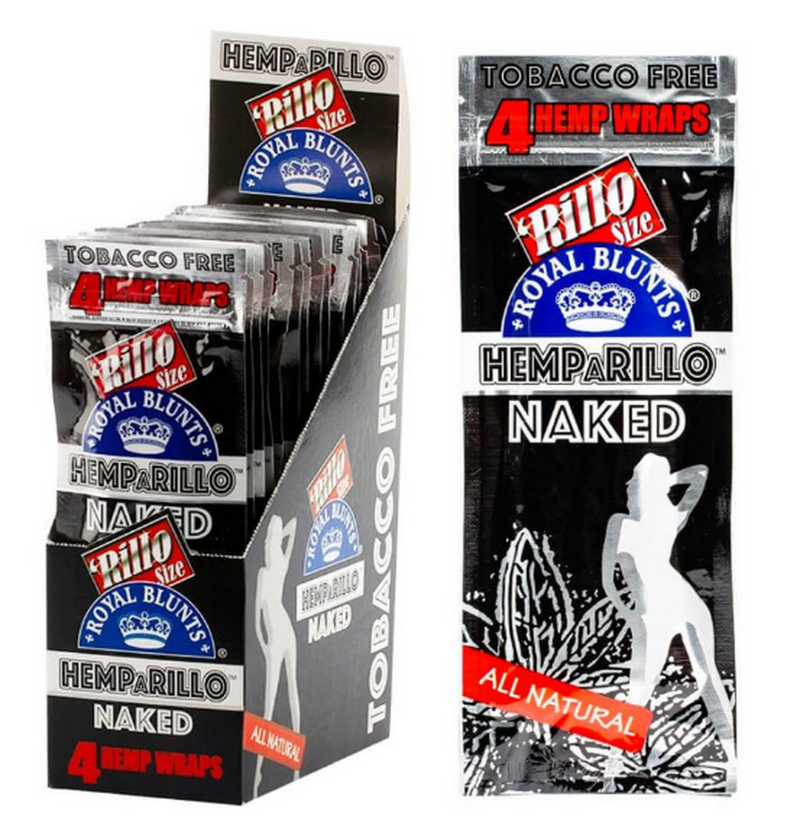 Hemparillo Rillo Size Hemp Wraps 4 Count Per Sleeve Pack of 15 (Naked)
