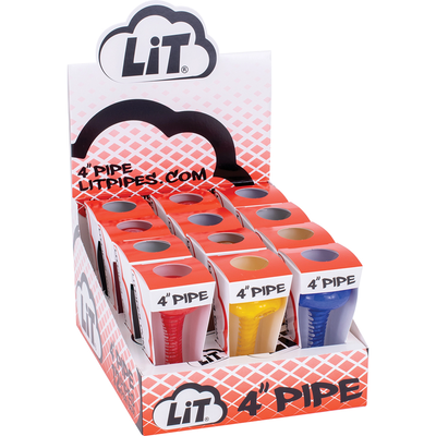 Lit Glass Pipes 4" Assorted Display Case (12 Count)