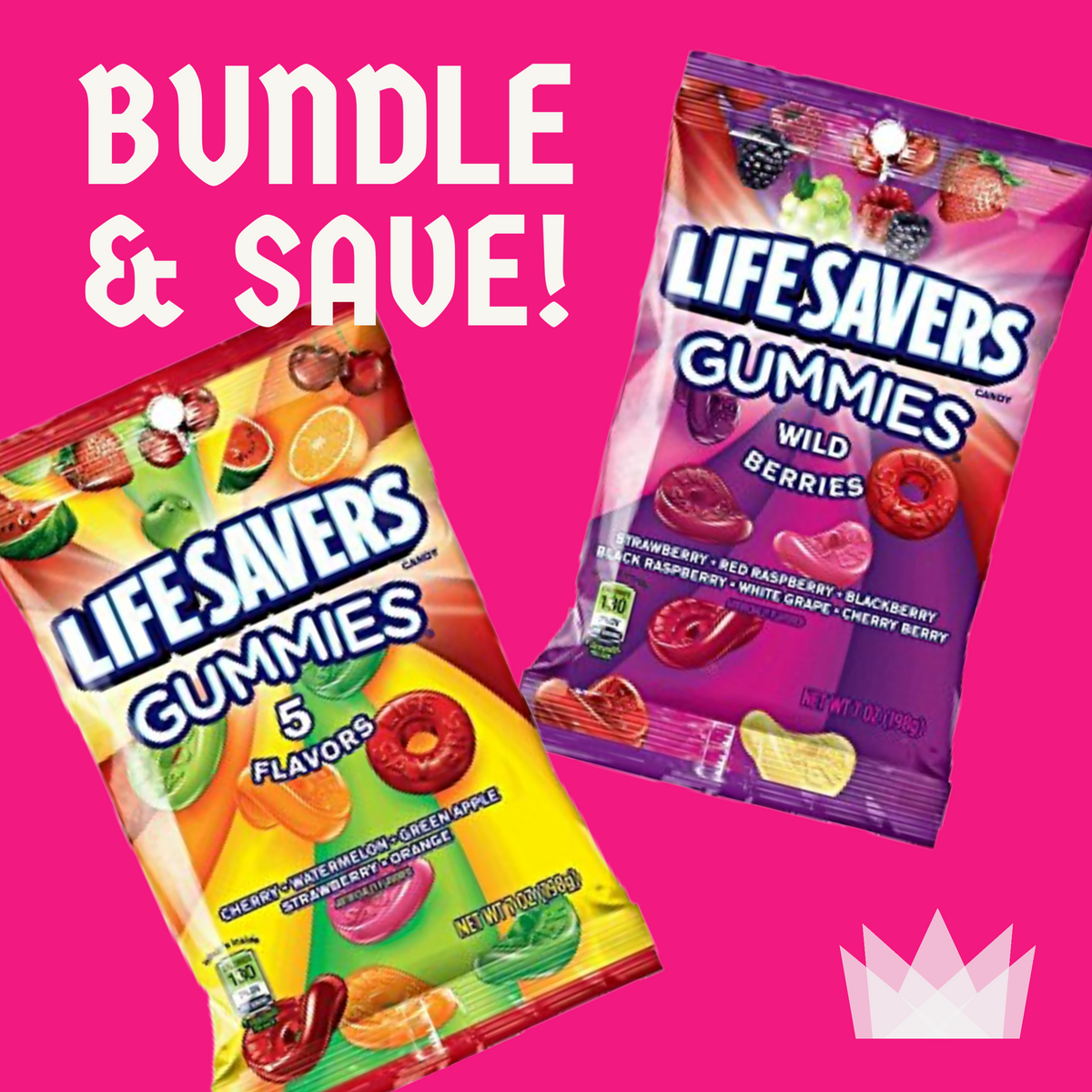 Life Savers Gummie Bundle - 5 Flavors and Wild Berries (2) 7oz
