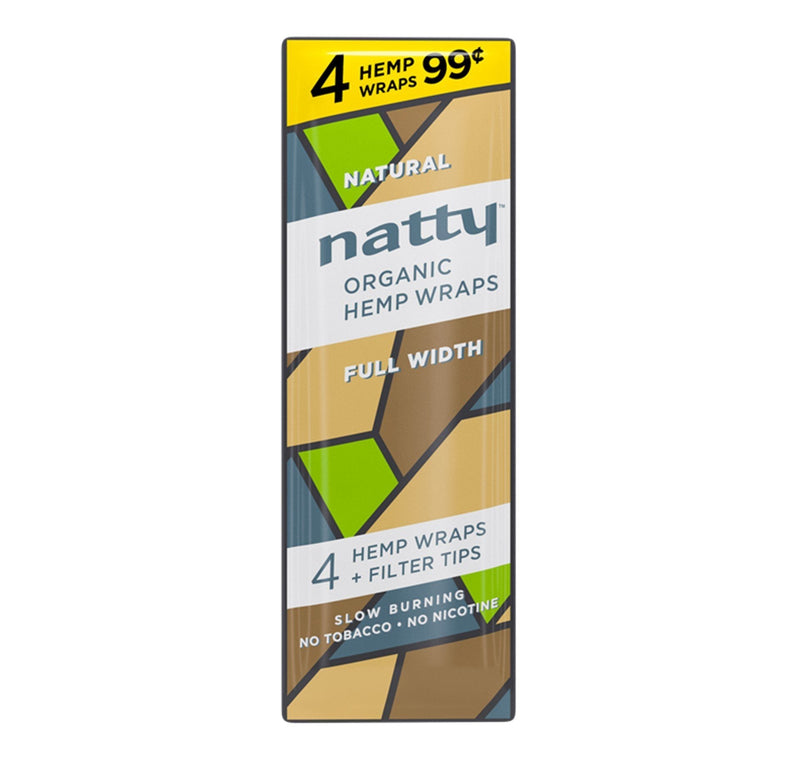 Natty Full Width Hemp Wraps 15 Packs Per Box 4 Wraps Per Pack (Natural)