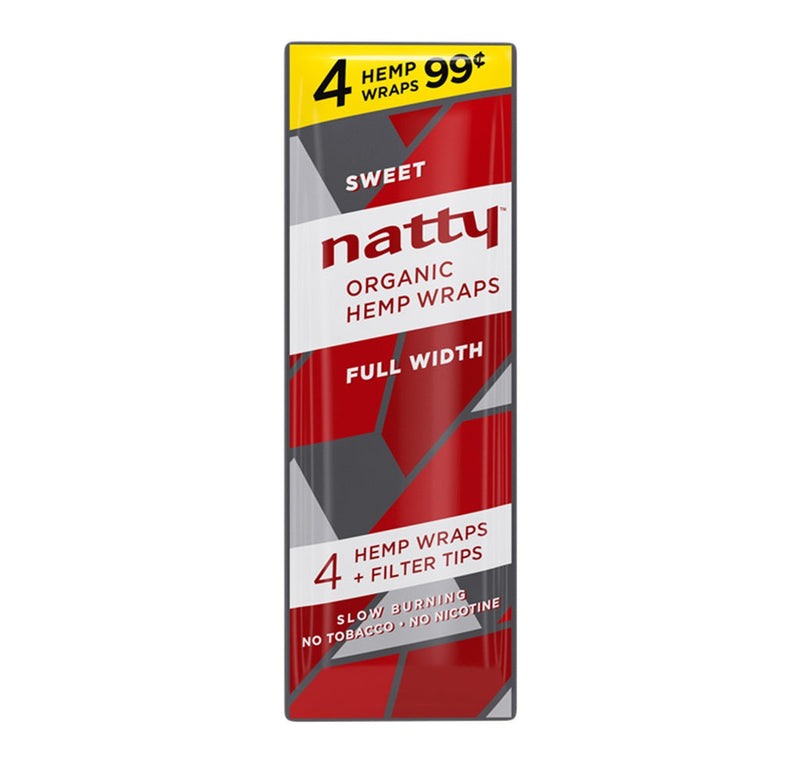Natty Full Width Hemp Wraps 15 Packs Per Box 4 Wraps Per Pack (Sweet)