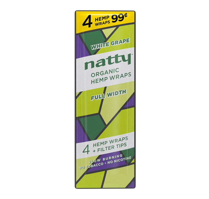 Natty Full Width Hemp Wraps 15 Packs Per Box 4 Wraps Per Pack (Grape)