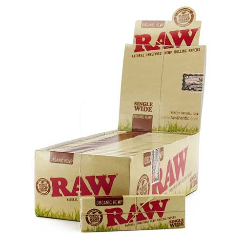 RAW Organic Single Wide 25 Count Box 100 Leaves