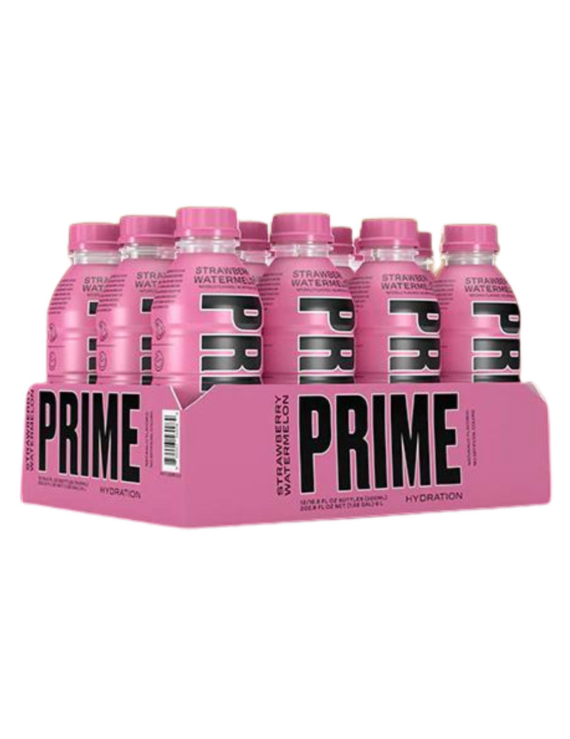 Prime Hydration with BCAA Blend for Muscle Recovery Strawberry Watermelon (12 Drinks, 16 Fl Oz. Each)