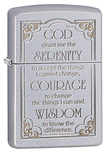 Zippo Serenity Prayer Satin Chrome Pocket Lighter, One Size (28458)