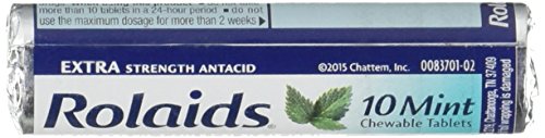 Extra Strength Rolaids Antacid Chewable Tablets 10 Tablets (Pack of 12)