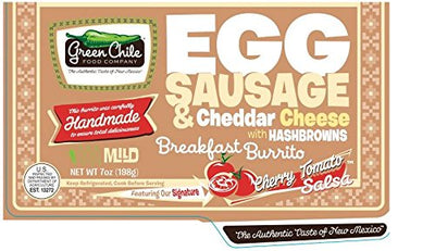 Green Chile Food Company, Frozen Breakfast Burrito, Egg/Sausage/Hashbrown/Cheddar, 7 oz., (12 count)