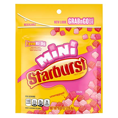 Starburst FaveReds Minis Fruit Chews Candy 8-Ounce Grab N Go Bag