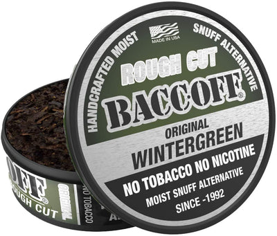BaccOff, Wintergreen Rough Cut, Premium Tobacco Free, Nicotine Free Snuff Alternative
