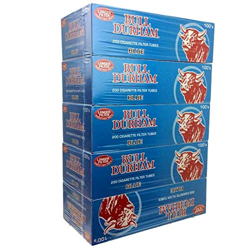 Bull Durham Cigarette Filter Tubes Light Blue King Size 200ct (5-Boxes)
