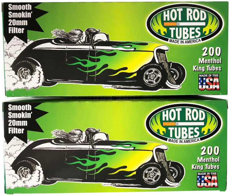 Hot Rod Tube Cigarette Tubes 20mm Filter 200 Count Per Box Menthol King Size