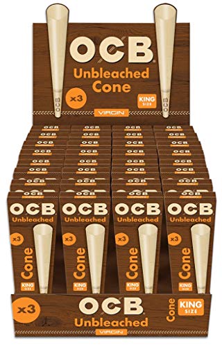 OCB Virgin Unbleached Cone King Size 32 x (96 Cones Total)
