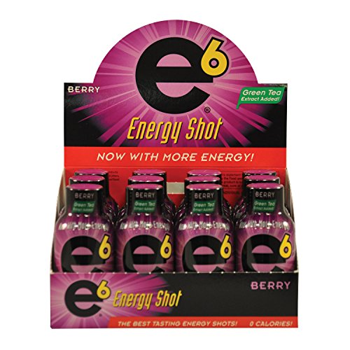 E6 Energy Shot Berry (12-2oz Bottle Pack) Sugar Free, Zero Calories