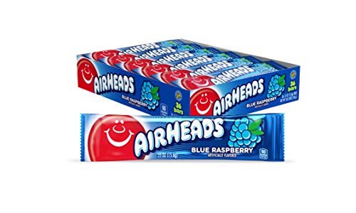 Airheads Blue Raspberry Taffy Candy Bars Individually Wrapped 36-Count Wholesale Pack