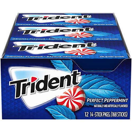 Trident Peppermint Sugar Free Gum - with Xylitol - 12 Packs (168 Pieces Total)