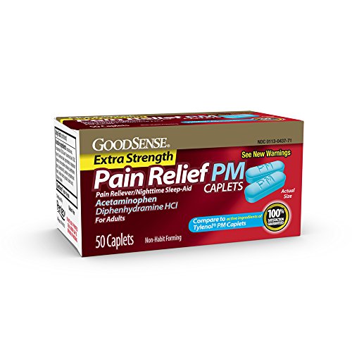 GoodSense Pain Relief PM, Pain Reliever and Nighttime Sleep Aid, Acetaminophen and Diphenhydramine HCl, 50-Count
