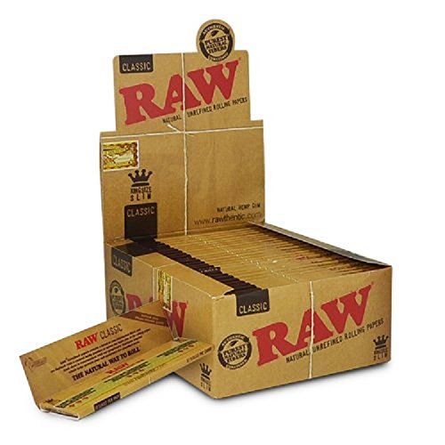 Raw Classic King Size Slim Rolling Paper Full Box Of 50 Packs