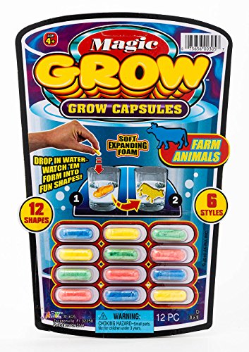 Ja-Ru Magic Grow Capsules, (1 Packs 12 Capsules Assorted). Water Growing Animals Capsules. Great Party Favor Kids Toy. 305-1A