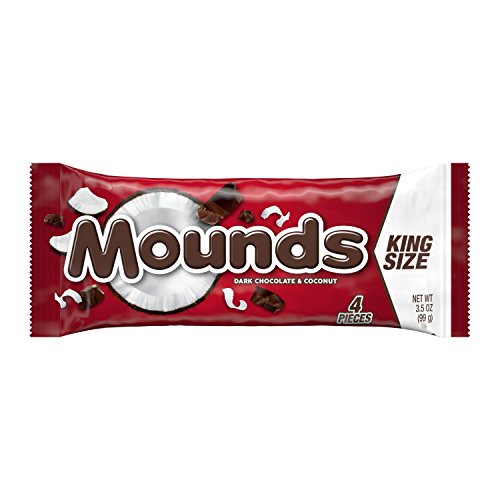 MOUNDS Dark Chocolate and Coconut Candy Bars, King Size, 4 Count, Pack of 18
