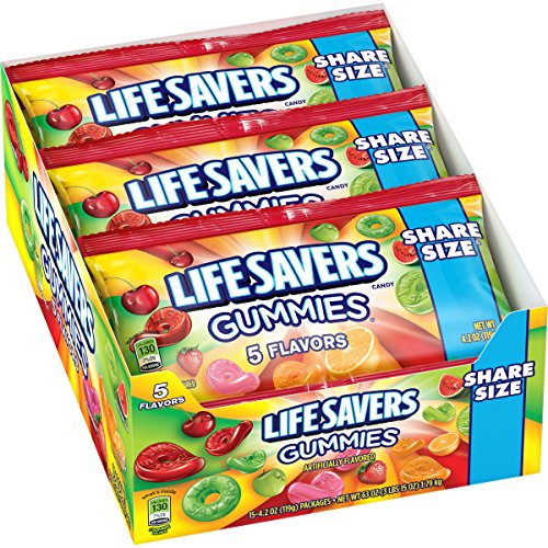 Lifesavers Gummies Five Flavor Pouches, 4.2 Ounce (Pack of 15)