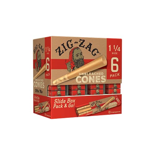Zig Zag Unbleached 36 Pack Display - 6 Cones Per Pack - 1 1/4 Cones