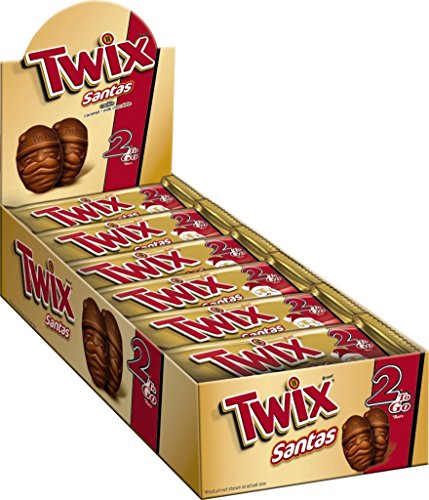 TWIX Holiday Caramel Sharing Size Chocolate Cookie Bar Candy Santa 2.12-Ounce Bar 24-Count Box