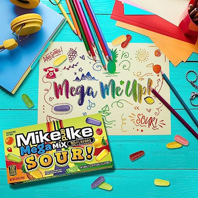 Mike and Ike Candy, Mega Mix Sour, 4.25oz Theater Box, Pack of 12