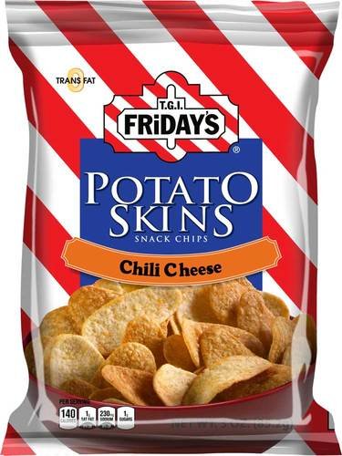 TGI Fridays Chili and Cheese Potato Skins - 3 oz. bag, 6 per case