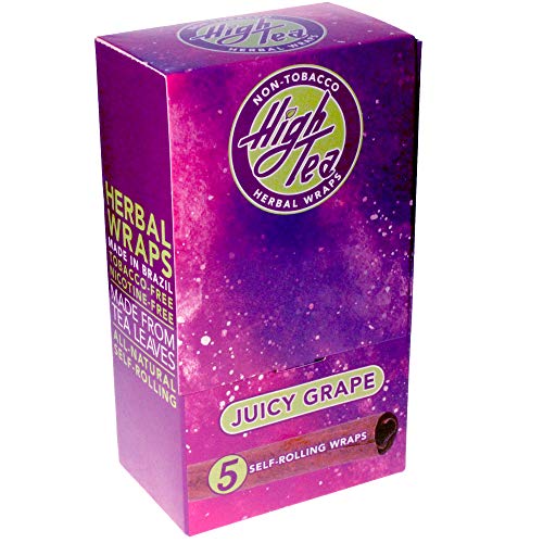 High Tea Non Tobacco All Natural Herbal Smoking Wraps - Juicy Grape - 125 Self Rolling Wraps, Made from Tea Leaves