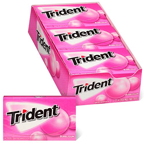 Trident Bubblegum Sugar Free Gum, Made with Xylitol (12 Packs)