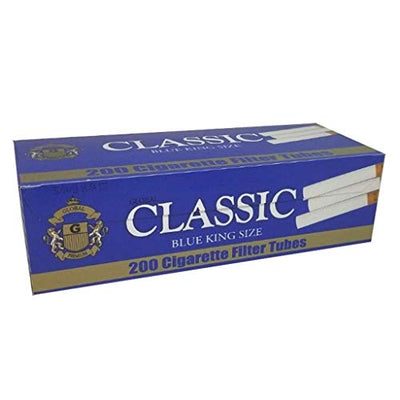 Global Classic King Size Cigarette Tubes Blue Light 200 Count Per Box