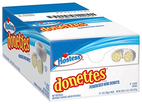 Hostess Donettes Mini Donuts, Powdered Sugar, 3 Ounce, 10 Count