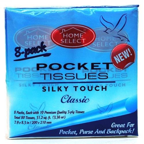 Home Select Pocket Facial Tissue 8 ct Cube Classic Case [Pack 24]