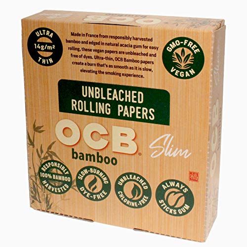OCB Bamboo Rolling Papers King Slim 100mm Ultra Thin 24 Count Display