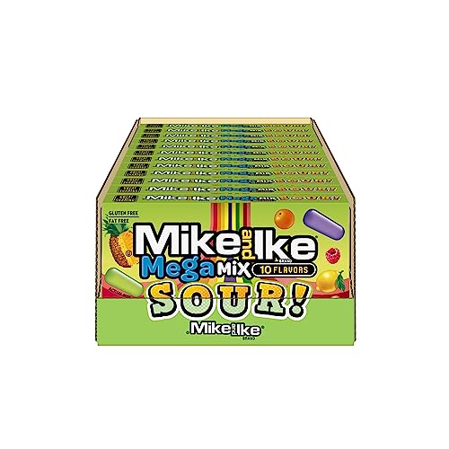 Mike and Ike Candy, Mega Mix Sour, 4.25oz Theater Box, Pack of 12