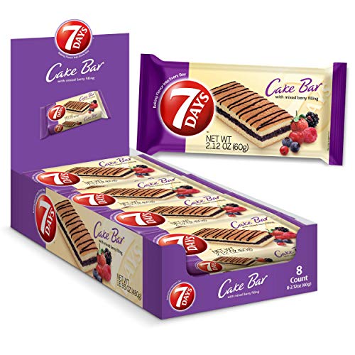7Days Cake Bars, Mixed Berry, Perfect Dessert or Afternoon Snack (2.12oz, Pack of 8)