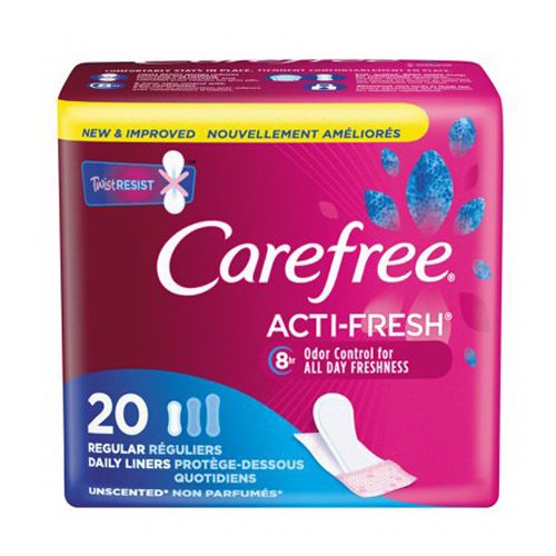 Carefree Acti-Fresh Body Shape Regular to Go Unscented Pantiliners, 20 Count [Pack of 6]
