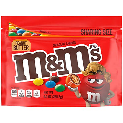 M&M'S Peanut Butter Milk Chocolate Candy, Sharing Size, 9 oz Resealable Bag