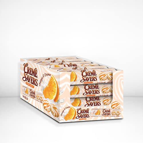 Creme Savers Orange and Creme Hard Candy | The Taste of Fresh Oranges Swirled in Rich Cream | The Original Classic Creme Savers | 24 Count Box of Rolls